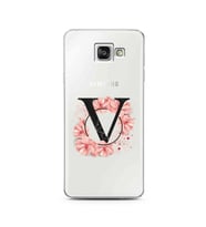 Pembe Çiçekli Harf Tasarım Süper Şeffaf Silikon Telefon Kılıfı Samsung A3 (2016)