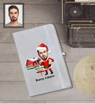 Kişiye Özel Yılbaşı Erkek Karikatürlü Gri Defter Model-11