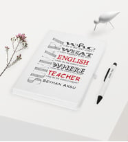 BK Gift Kişiye Özel İngilizce Öğretmeni Temalı Beyaz Defter Kalem Hediye Seti - 7