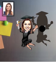 Kişiye Özel Mezuniyet Karikatürlü Ahşap Magnet Bayan-2