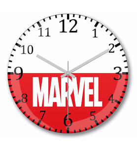 Marvel  Duvar Saati    Bombeli Gercek Cam