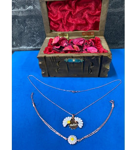 Kişiye Özel Gümüş Rose Kaplama Papatya Kolye Ve Bileklik Set