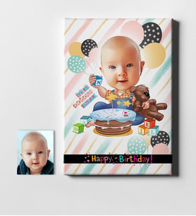 BK Gift Kişiye Özel Doğum Günü Karikatür Kanvas Tablo 50x70cm 8