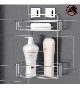 Geseus Yapışkanlı İki Katlı Krom Banyo Rafı EF256