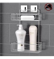 Geseus Yapışkanlı İki Katlı Krom Banyo Rafı EF256