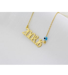 925 Ayar Gümüş Kişiye Özel Tarihli Altın Kaplama Kolye