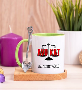 Avukat Ahşap Altlıklı Yeşil Kupa Bardak