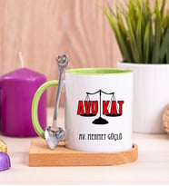 Avukat Ahşap Altlıklı Yeşil Kupa Bardak