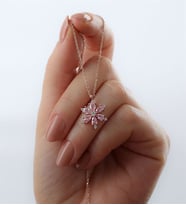 925 Ayar Gümüş Pembe Lotus Çiçeği Kolye (Rose)