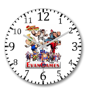 Street Fighter Evan Games Duvar Saati Bombeli Gercek Cam
