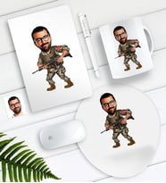 BK Gift Kişiye Özel Asker Karikatürlü Defter Kalem Kupa Mouse Pad Seti-1 (Model 1)