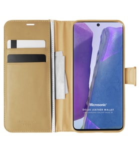 Microsonic Samsung Galaxy Note 20 Kılıf Delux Leather Wallet Gold