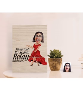 BK Gift Kişiye Özel Kadın Kolay Yetişmiyor Karikatürlü Otantik Masaüstü Ahşap Palet Çerçeve-1 (Beyaz)