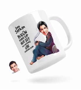 BK Gift Kişiye Özel Erkek Her Şey Yolundaymış Gibi Karikatürlü Beyaz Kupa Bardak-2