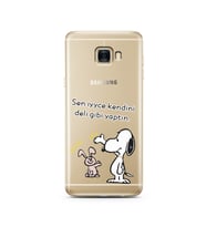 Snoopy Tasarımlı Süper Şeffaf Silikon Telefon Kılıfı Samsung C7  
