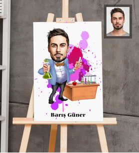 Kişiye Özel Öğretmen Karikatürlü  Ahşap Tablo 30x47 Bay-3