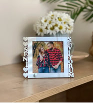Kişiye Özel Fotoğraflı Seni Seviyorum Mdf Çerçeve Gümüş