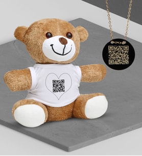 BK Gift Kişiye Özel Videolu QR Kod Kolye Peluş Ayıcık Set