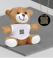 BK Gift Kişiye Özel Videolu QR Kod Kolye Peluş Ayıcık Set