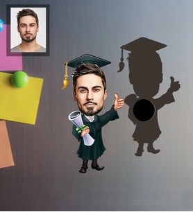 Kişiye Özel Mezuniyet Karikatürlü Ahşap Magnet Bay-1