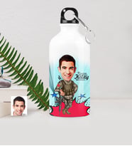 BK Gift Kişiye Özel Asker Karikatürlü Metal Suluk 500 Ml 2