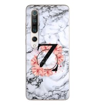Mermer Çiçekli Harf Tasarım Süper Şeffaf Silikon Telefon Kılıfı Xiomai Mi10- Mi 