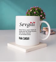 Sevgililer Günü Hediyesi Sevgili Tasarımlı Kişiye Özel Sevgililer Günü Hediyesi Kupa Bardak ve Taş Bardak Altlığı Hediye Seti