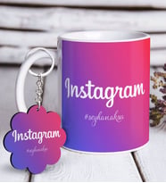 BK Gift Kişiye Özel Instagram Beyaz Kupa ve Anahtarlık Hediye Seti (Model 1)