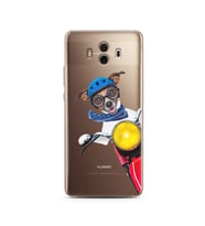Motorcu Köpek Tasarımlı Süper Şeffaf Silikon Telefon Kılıfı Huawei Mate 10 Pro