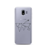 Çizgi Harita Tasarımlı Süper Şeffaf Silikon Telefon Kılıfı Samsung J4