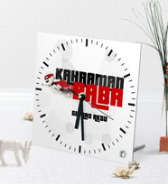 BK Gift Kişiye Özel Kahraman Baba Masaüstü Kare Cam Saat-2 (Beyaz)