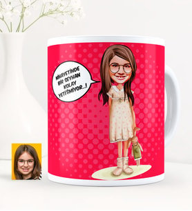 BK Gift Kişiye Özel Kolay Yetişmiyor Kız Çocuk Karikatürlü Beyaz Kupa Bardak - 1