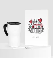 BK Gift Kişiye Özel Yılın En Mükemmel Sevgilisi Beyaz Defter Kalem Termos Mug Seti