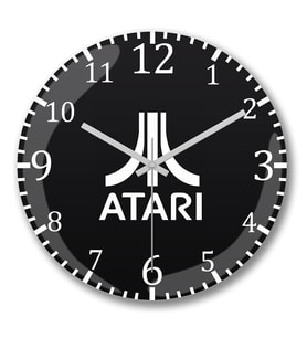 Atari Oyun Logo Duvar Saati Bombeli Gercek Cam