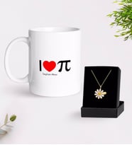 BK Gift Kişiye Özel Matematik Öğretmeni Kupa Ve Papatya Kolye Hediye Seti-12 (Model 1)