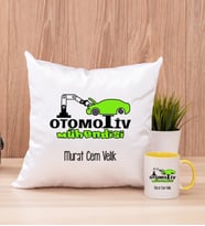 Otomotiv Mühendisi Kare Yastık ve Sarı Kupa Bardak