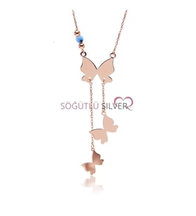 Söğütlü Silver Uçuşan kelebekler kolyesi