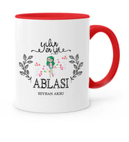 BK Gift Kişiye Özel Yılın En İyi Ablası Kırmızı Kupa Bardak  1