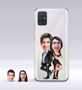 BK Gift Kişiye Özel Sevgililer Karikatürlü Samsung Galaxy A51 İnce Şeffaf Silikon Telefon Kapağı-6 (Beyaz)