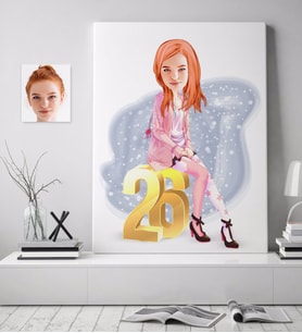 BK Gift Kişiye Özel Bayan Doğum Günü Karikatürlü Kanvas Tablo (70x100cm.) 10