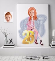 BK Gift Kişiye Özel Bayan Doğum Günü Karikatürlü Kanvas Tablo (70x100cm.) 10