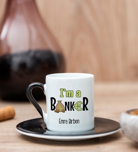 Bankacıya Hediye Siyah Türk Kahvesi Fincanı