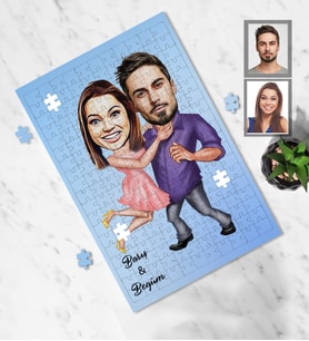 Kişiye Özel Sevgili Karikatürlü A4 99 Parça Puzzle Model 2