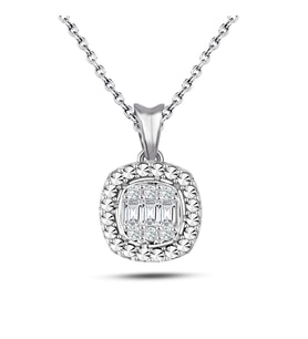 Modern Tasarım 0.12 Ct Baget Kare Tektaş Kolye