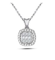 Modern Tasarım 0.12 Ct Baget Kare Tektaş Kolye