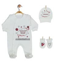 Pia Baby Gl 1951-01 İsme Özel Üçlü Tulum Set