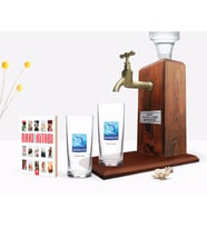 BK Gift Kişiye Özel Renkli Baskılı Bodrum Tasarımlı Turistik İkili Rakı Bardağı Ahşap Rakı Standı ve Cep Kitabı Hediye Seti-1 (Model 1)
