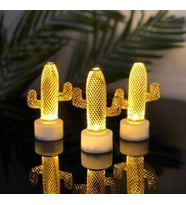 Kaktüs Mini Pilli Led Lamba 2 Adet (Gold)