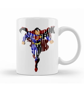 Superman Typography Kupa Bardak Porselen