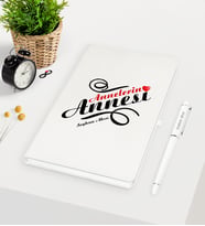 BK Gift Kişiye Özel Annelerin Annesi Beyaz Defter Kalem Seti